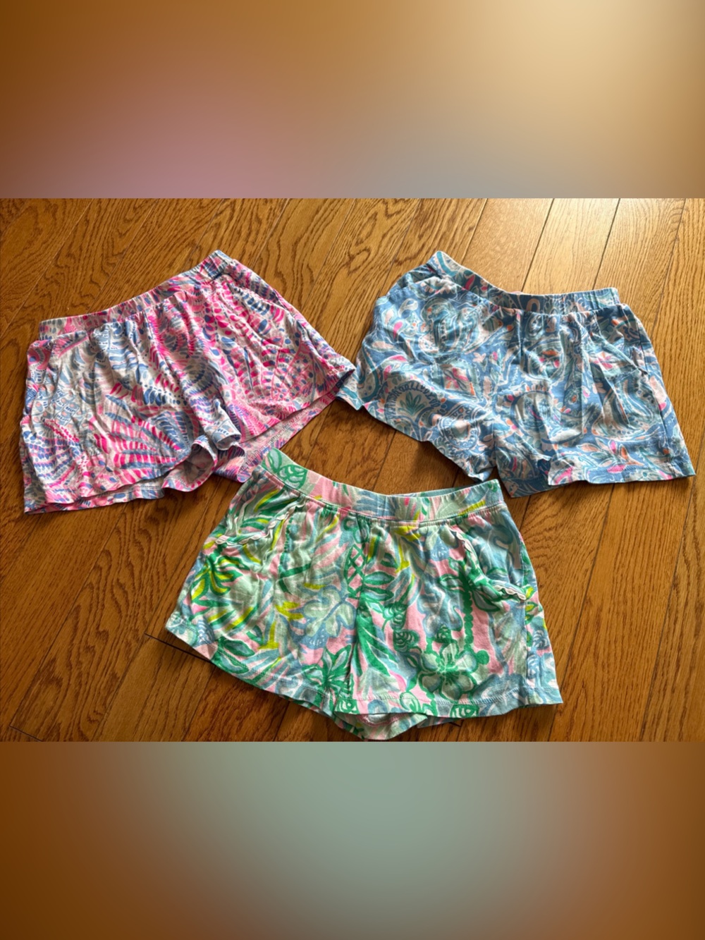 Girls' Lilly Pulitzer Printed Pull-On Shorts - Pink, Green & Blue Sets. (S 4-5)